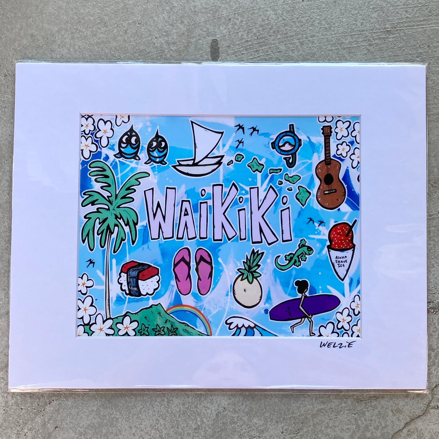 「ウェルジーアート」Welzie Art アートプリント11×14inch(28.0×35.5cm) WAIKIKI