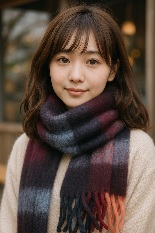 HB 男女兼用 ふわふわ フリンジ マフラー ストール  全11柄