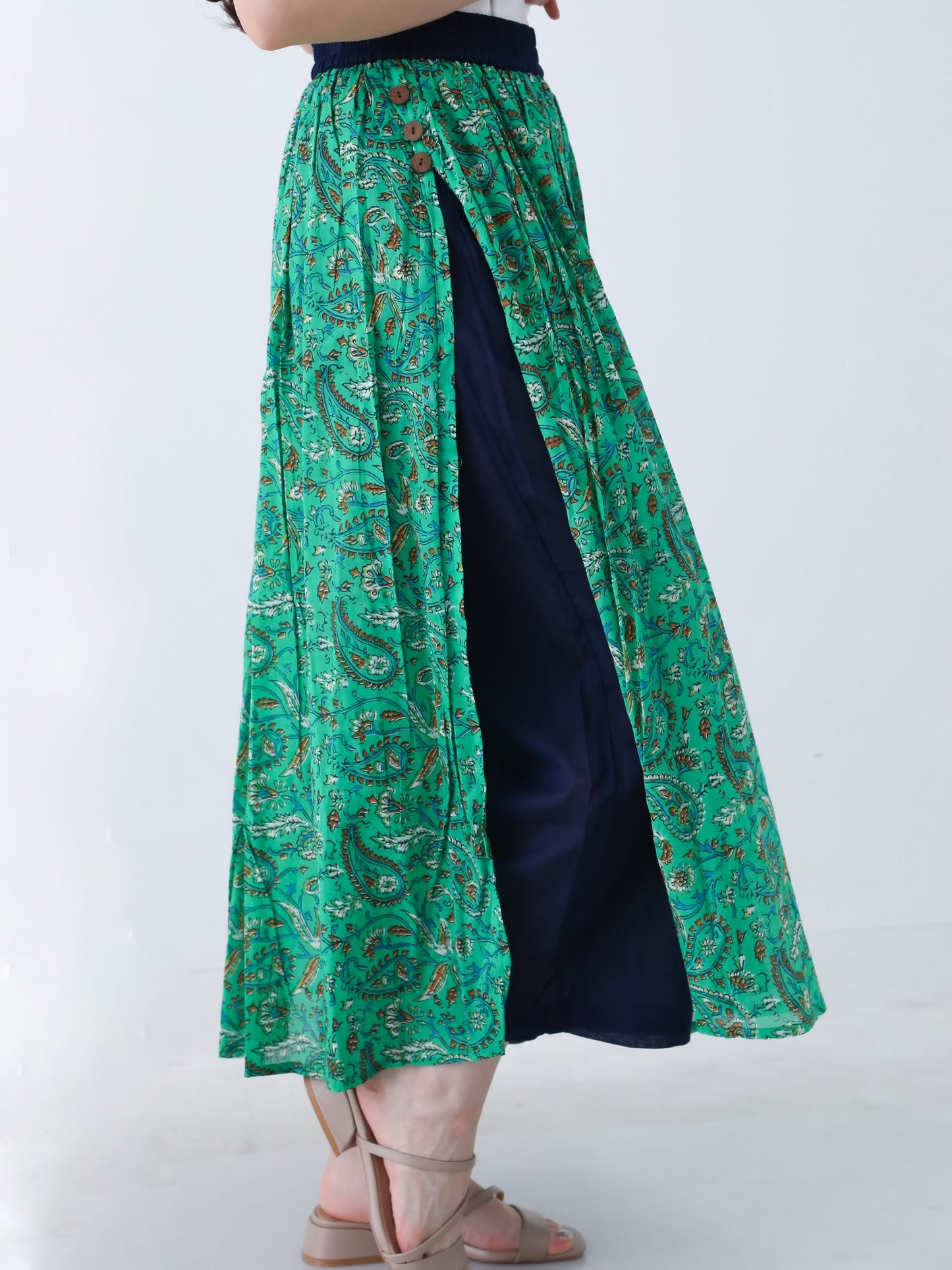 H・B コットン総柄パンツスカート PB-0074A ワンサイズ