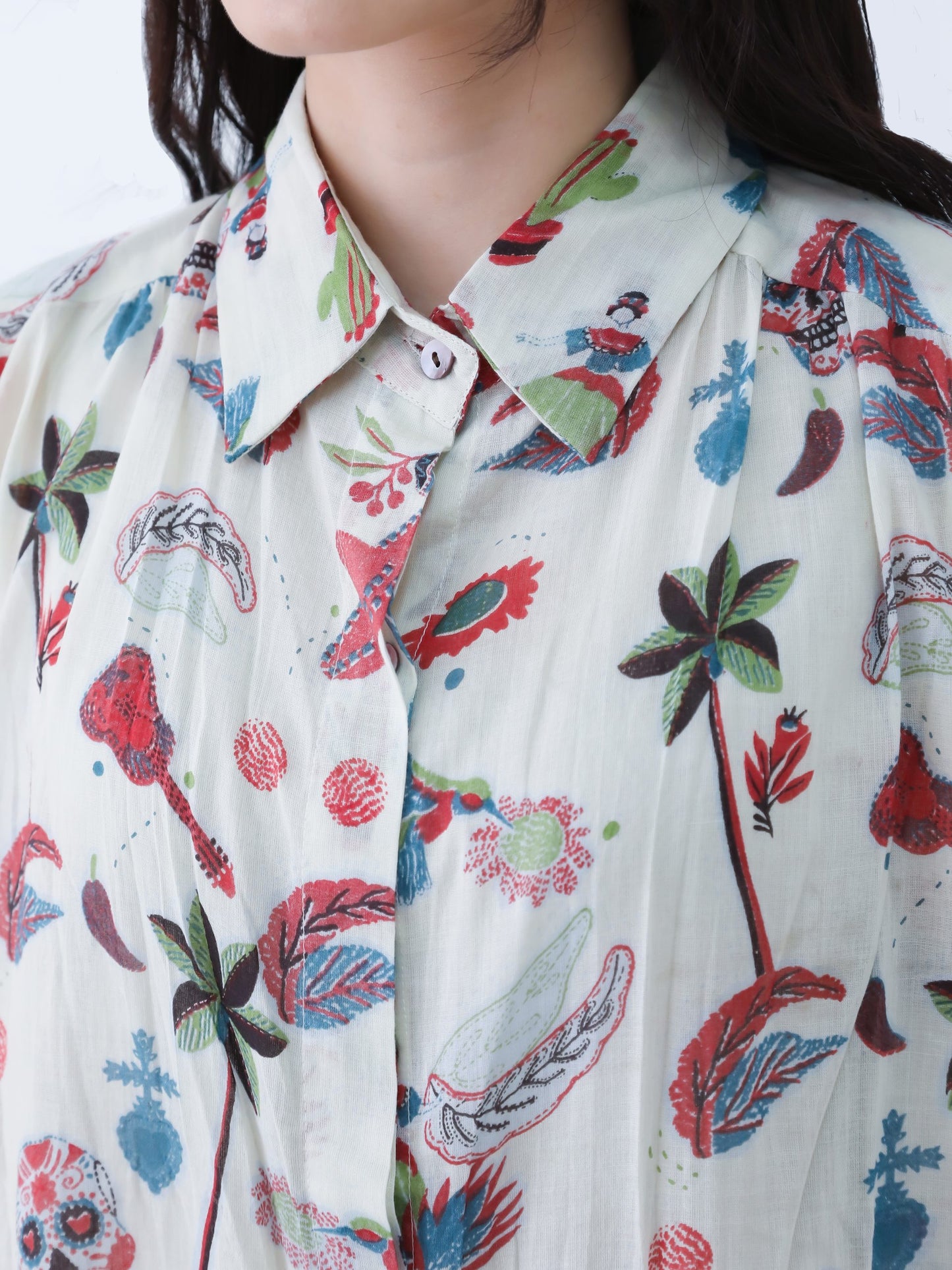 H・B コットン総柄ワンピース ST1-25002 ベージュ ワンサイズ