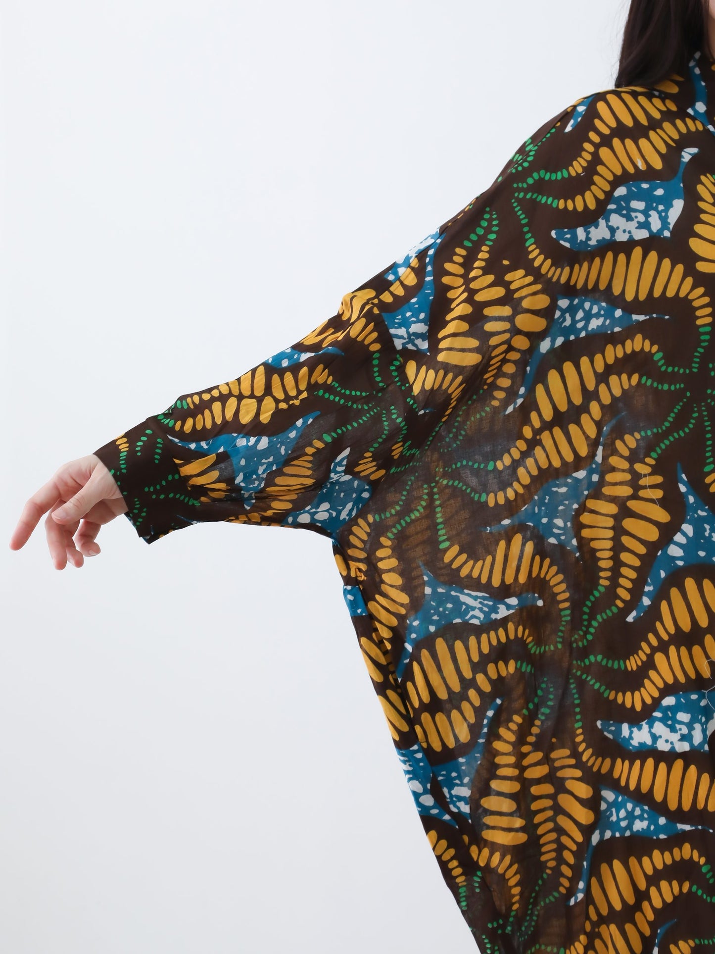 H・B コットン総柄長袖ワンピース ST1-25003 ワンサイズ