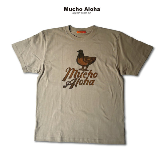 MUCHO ALOHA (ムチョアロハ) Wood Look プリント S/S Tシャツ ベージュ MAT-015