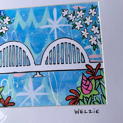 「ウェルジーアート」Welzie Art アートプリント11×14inch(28.0×35.5cm) "HALEIWA BRIDGE"