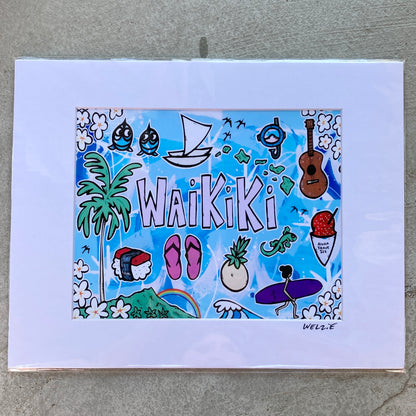 「ウェルジーアート」Welzie Art アートプリント11×14inch(28.0×35.5cm) WAIKIKI