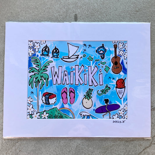 「ウェルジーアート」Welzie Art アートプリント11×14inch(28.0×35.5cm) WAIKIKI