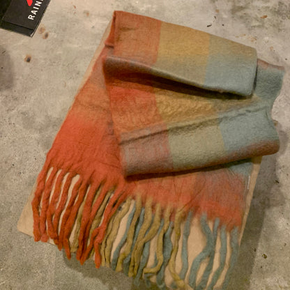 HB　男女兼用 ふわふわ フリンジ マフラー ストール 　全11柄