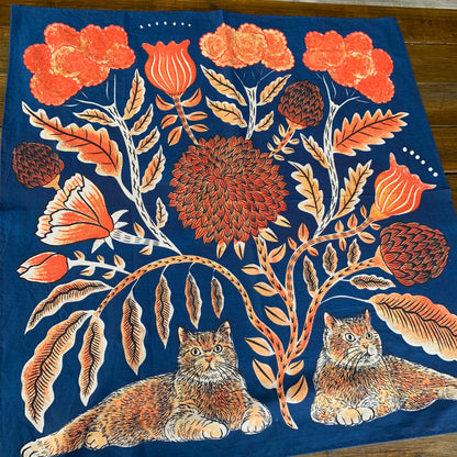 猫ちゃん　BIGハンカチーフバンダナ　70cm×70cm　コット100％