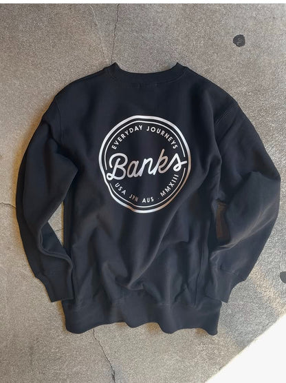 BANKS JOURNAL【バンクスジャーナル】CREW SWEAT CIRCLE ブラック　サイズL