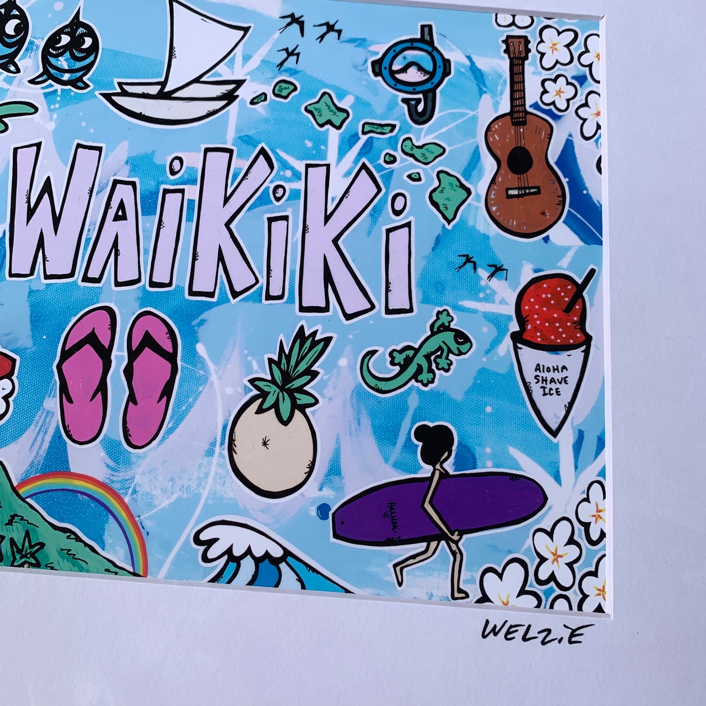 「ウェルジーアート」Welzie Art アートプリント11×14inch(28.0×35.5cm) WAIKIKI