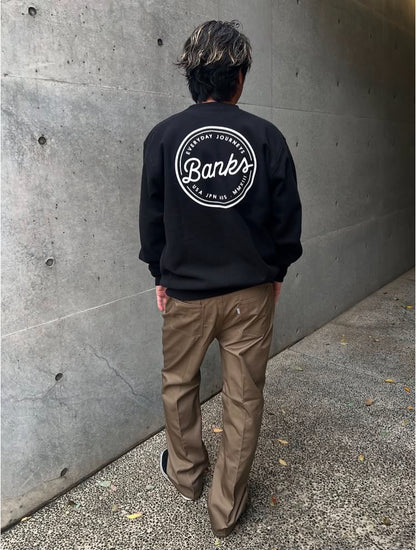 BANKS JOURNAL【バンクスジャーナル】CREW SWEAT CIRCLE ブラック　サイズL