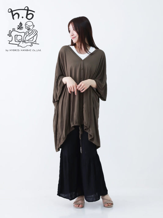 インド綿 レーヨンホーズリー 前開きカーディガン 軽やか 羽織り エスニック