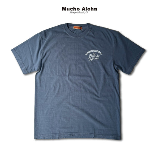 MUCHO ALOHA (ムチョアロハ) Pigment Dye プリント S/S Tシャツ ネイビー MAT-017