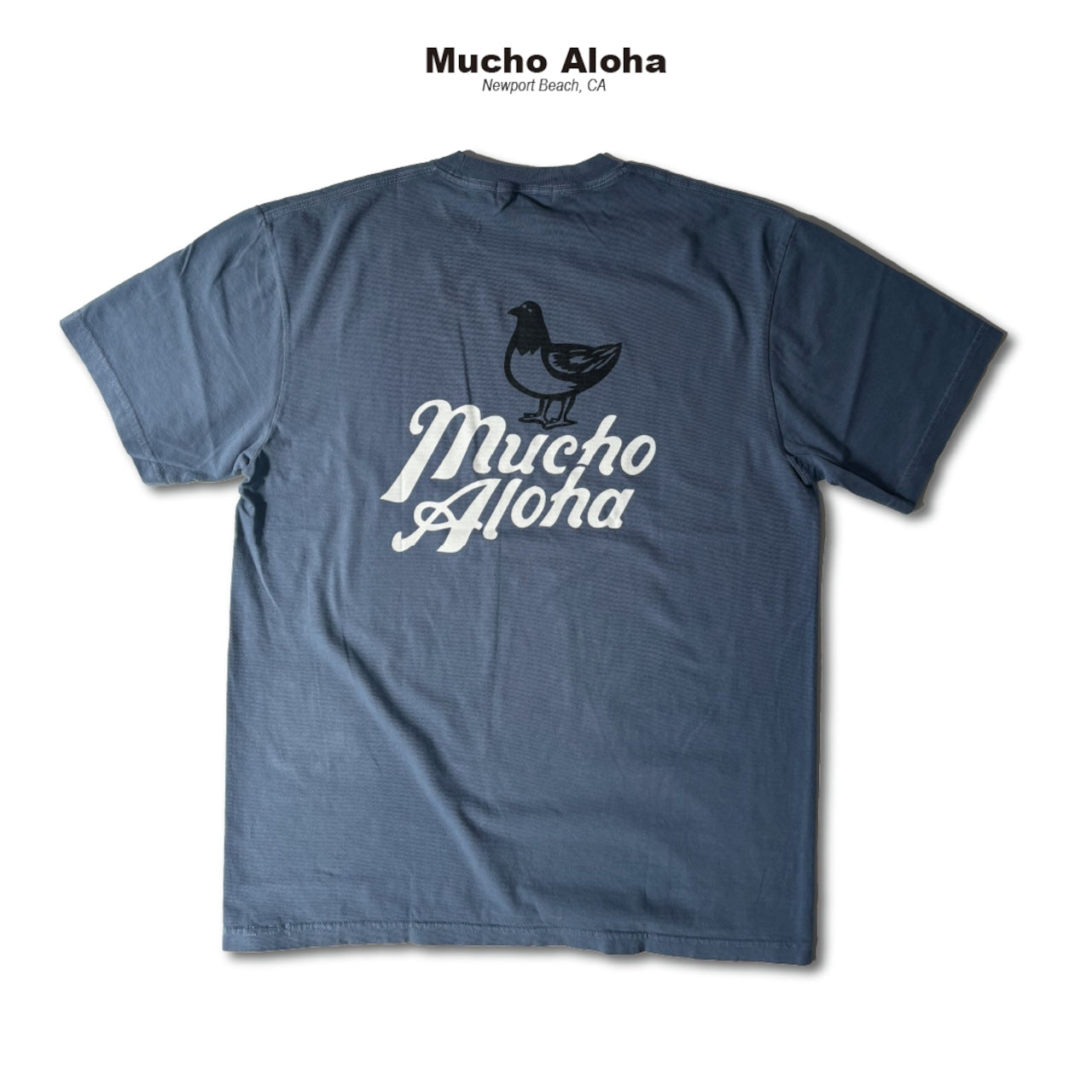 MUCHO ALOHA (ムチョアロハ) Pigment Dye プリント S/S Tシャツ ネイビー MAT-017