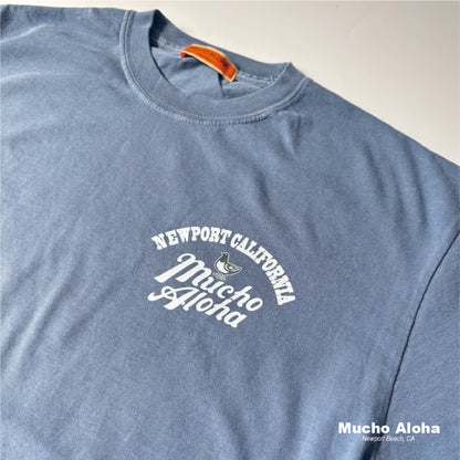 MUCHO ALOHA (ムチョアロハ) Pigment Dye プリント S/S Tシャツ ネイビー MAT-017