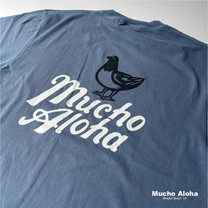 MUCHO ALOHA (ムチョアロハ) Pigment Dye プリント S/S Tシャツ ネイビー MAT-017