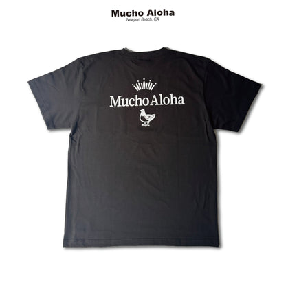 MUCHO ALOHA (ムチョアロハ) CROWN Logo S/S ポケット Tシャツ スミクロ MAT-PT003