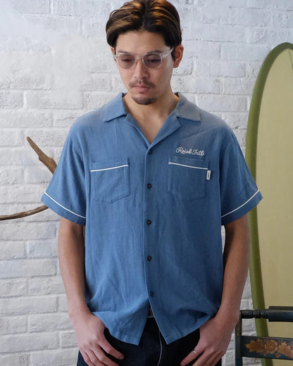 ロイアル【ROIAL】BOWLING SHIRTS　ブルー　サイズXL