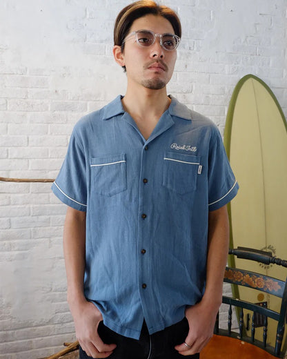 ロイアル【ROIAL】BOWLING SHIRTS　ブルー　サイズXL