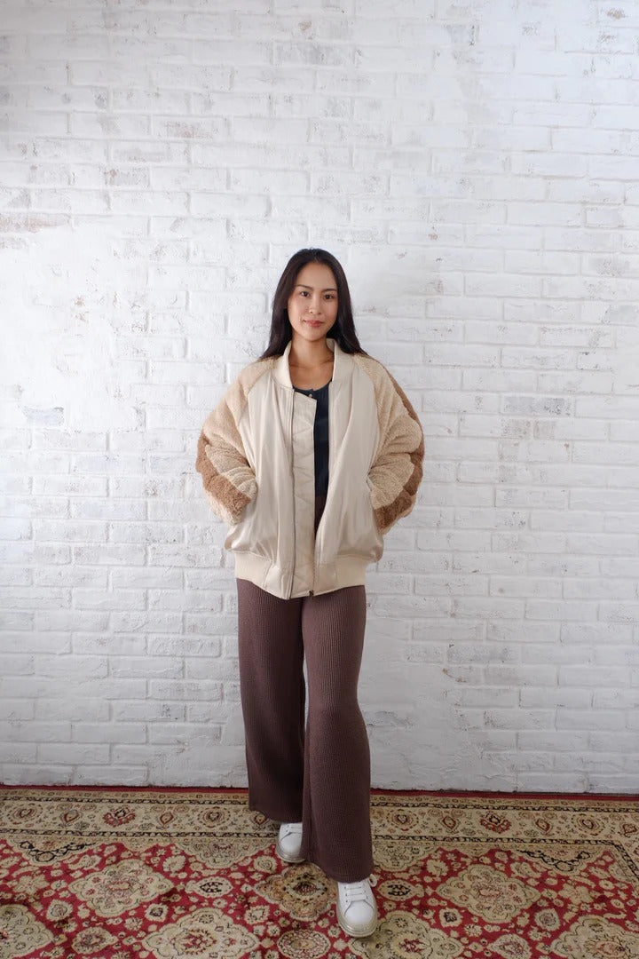 【ROIAL】DIFFERENT MATERIAL BOMBER JACKET ロイアル　レディース　ジャケット　サイズM