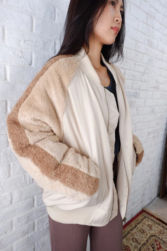 【ROIAL】DIFFERENT MATERIAL BOMBER JACKET ロイアル　レディース　ジャケット　サイズM