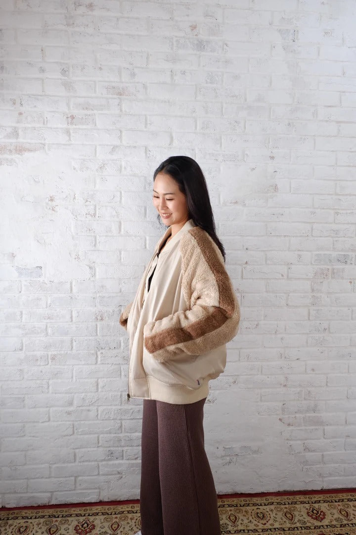 【ROIAL】DIFFERENT MATERIAL BOMBER JACKET ロイアル　レディース　ジャケット　サイズM